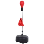 Soozier Punching Bag Free Standing w/ Boxing Gloves Height Adjustable Boxing Ball Set Great For Training, Exercise, Fitness & Stress Relief - Red