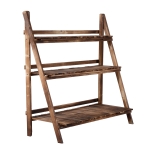 Outsunny 39" x 14" Wooden Rustic 3-Tier Foldable Ladder Raised Plant Stand