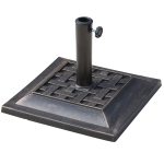 Outsunny 17.5" Square Resin Umbrella Holder Base with Beautiful Decorative Pattern & Easy Setup, Bronze