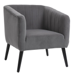 HOMCOM Luxury Velvet Fabric Accent Armchair with Thick Padding, High Armrests, and Channel Tufting - Grey