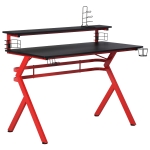 HOMCOM 47" Gaming Desk Computer Table for Home Office with Headphone Hook, Cup Holder, and Controller Rack - Red/Black