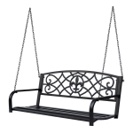 Outsunny Steel Fleur-de-Lis Design Outdoor Porch Swing Seat Bench with Chains - Black