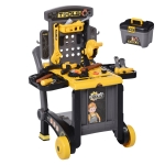 Qaba Workbench Set with Realistic Tools 3-in-1 Suitcase Cart with 60 Pieces and Accessories for Girls and Boys - Yellow