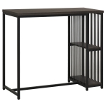 HOMCOM Industrial Steel Tube Bar Table with 2-Tier Storage Shelf, Pub Desk with Adjustable Footpad - Walnut