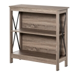 HOMCOM Industrial Style Corner Open Bookshelf with Storage Shelves and Metal X Bar Frame for Living Room - Dark Grey