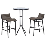 Outsunny 3 Piece Outdoor Patio Pub Bistro Table and Chairs Set - Black / Tan