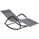 Outsunny Rocking Sun Lounger Zero-gravity Rocker Recliner for Sunbathing, Grey