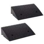 HOMCOM Set of Two Outdoor Portable Car Vehicle Rubber Curb Ramps 2PC Heavy Duty Threshold Ramp Kit Set for Driveway Loading Dock Sidewalk Car Truck Scooter Bike Motorcycle Wheelchair Mobility 19" L x 12.5" W x 5" H