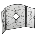 HOMCOM 3-Panel Metal Fireplace Mesh Screen Home Foldable Steel Spark Guard Decoration