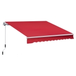 Outsunny 12' x 10' Manual Retractable Awning Outdoor Patio Exterior Window Awning with Adjustable & Versatile Design - Wine Red