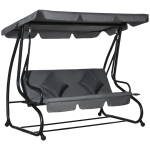 Outsunny Outdoor 3-Person Patio Porch Swing Hammock Bench with Adjustable Canopy, Grey