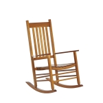 Outsunny Versatile Wooden Indoor / Outdoor High Back Slat Rocking Chair - Natural