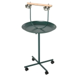 PawHut 49" Rolling Durable Stainless Steel T-Stand Bird Training Activity Playground with Perch 2 Stainless Steel Bowls