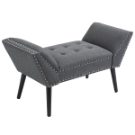 HOMCOM Modern Button Tufted Sitting Bench/Accent Fabric Upholstered Ottoman for Bedroom or Living Room - Charcoal Grey