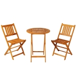 Outsunny 3 Piece Folding Acacia Wood Patio Bistro Set Table and Chairs