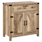 HOMCOM Farmhouse Sideboard, Wooden Accent Buffet Cabinet with Drawer and Adjustable Shelf for Kitchen, Oak