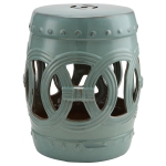 Outsunny 14" Multi-Use Ceramic Garden Stool / Round Side Table / Foot Rest with Knotted Ring Design Antique - Blue Green