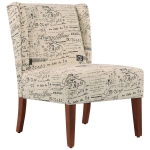 HOMCOM Upholstered Armless Accent Chair, Leisure Side Chair with Wingback, Soft Linen Fabric and Solid Wood Legs - Letter