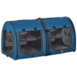 PawHut 39" Portable Soft-Sided Pet Cat Carrier With Divider, Dual Compartment, Soft Cushions, & Storage Bag - Blue