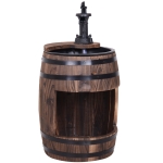 Outsunny 2-Tier Wooden Water Pump Fountain for Fun Garden Decor with Planting Flower Box Base & a Durable Sturdy Design