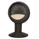 PawHut 28" Hooded Rattan Wicker Elevated Cat Bed Basket with Cushion - Dark Brown