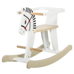 Qaba Wooden Rocking Horse Toddler Baby Ride-on Toys for Kids 3-6 Years with Classic Design & Wood Safety Bar - White