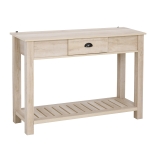 HomCom Console Side Entryway Table with Storage Drawer, Bottom Shelf, & a Strong Sturdy Construction - White Oak