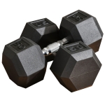 Soozier Hex Rubber Free Weight Dumbbells 50 Lbs. Set of 2 with Steel Handles, Hand Weight for Strength Workout Training, Black