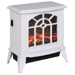 HOMCOM Electric Fireplace Heater, Freestanding Fireplace Stove with Realistic Log Flame LED Effect and Overheat Protection, White