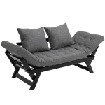 HomCom 3 Position Convertible Chaise Lounge Sofa Bed - Black / Charcoal