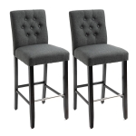 HOMCOM 2 Piece Classic Counter to Bar Height Barstool with Metal Tube Footrest Solid Wood Leg, Armless Seat - Grey