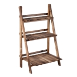 Outsunny 24"x 14" Rustic Wooden 3-Tier Ladder Folding Raised Plant Stand