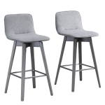 HOMCOM Modern Linen Fabric Counter Height Barstool Padded Chair with Swivel Seat and Footrest, Set of 2 - Grey