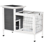 PawHut 36" Raised Outdoor Weatherproof Wooden Rabbit Hutch Bunny Cage with Enclosed Run