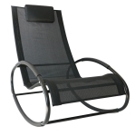 Outsunny Patio Rocking Lounge Chair Orbital Zero Gravity Seat Pool Chaise with Pillow - Black