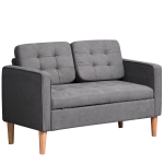 HOMCOM Modern 2-Seater Loveseat Button-Tufted Fabric Couch with Storage Chest, and Rubberwood Legs - Grey