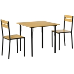 HOMCOM Industrial 3-Piece Dining Table Set, Square Kitchen Table with 2 Chairs for Small Space, Rustic Brown