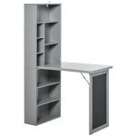 HOMCOM Fold-out Convertible Writing Table Wall Mount Floating Desk Cabinet with Blackboard and Side Shelf Multi-Function Home Office Workstation - Grey