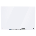 Vinsetto 35.5" x 23.5" Glass Magnetic Dry Erase Whiteboard, Frameless Board on Wall, with Dry Eraser, 4 Markers, and Pen Holder, White