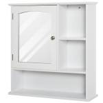 kleankin Wall-Mounted Bathroom Storage Cabinet Organizer with Mirror, Adjustable Shelf, and Magnetic Door Design - White
