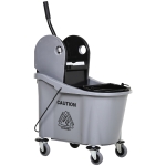 HOMCOM 9.5 Gallon(38 Quart) Mop Bucket with Wringer Cleaning Cart, 4 Moving Wheels, 2 Separate Buckets, & Mop-Handle Holder - Grey