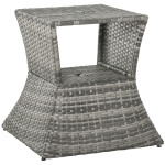 Outsunny Patio Wicker Rattan Tea Bisto Side Table with an Umbrella Hole, Convenient Storage Shelf, & Stylish Design