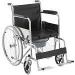 HOMCOM Folding Commode Mobile Toilet Aluminium Alloy Wheelchair with Detachable Bucket for Bedside/Bathroom