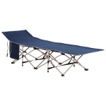 Outsunny Single Person Wide Folding Camping Cot Portable Outdoor Military Sleeping Bed - Blue