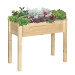 Outsunny 34'' Raised Garden Bed, Elevated Wooden Planter Box DIY Paint with Holes for Vegetables, Herb and Flowers Backyard, Patio, Balcony Use