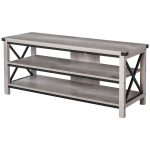 HOMCOM Ample Storage Console TV Stand with 2 Cable Management Holes for Living Room Bedroom, Fits for 60'' TV - White Oak
