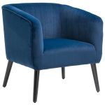 HOMCOM Luxury Velvet Fabric Accent Armchair with Thick Padding, High Armrests, and Channel Tufting - Blue