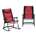 Outsunny 2 Piece Outdoor Rocking Chair Set for Patio, Camping and Sporting Events, Red