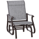 Outsunny Outdoor Glider Chair, Patio Steel Rocking Chair for Backyard Garden Porch, Grey