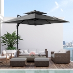 Outsunny 10' x 10' Patio Umbrella Outdoor Square Cantilever Offset Umbrella Aluminum with 360° Rotation, 5 Adjustable Tilt Angles and Umbrella Cover, Charcoal Grey(c-1)